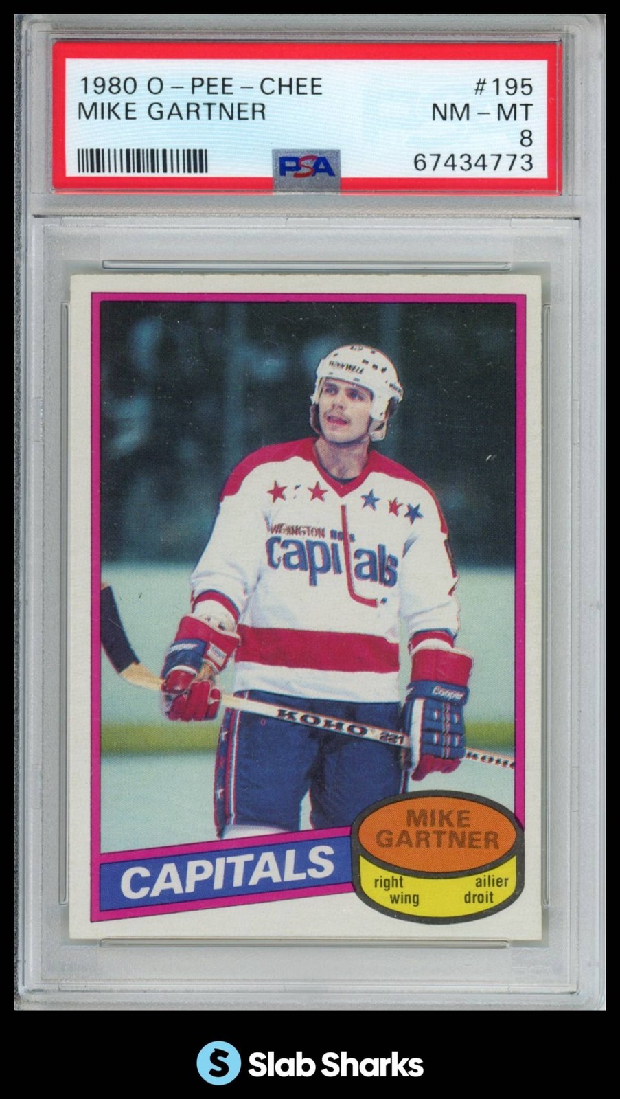 1980 O-PEE-CHEE #195 MIKE GARTNER RC ROOKIE PSA 8