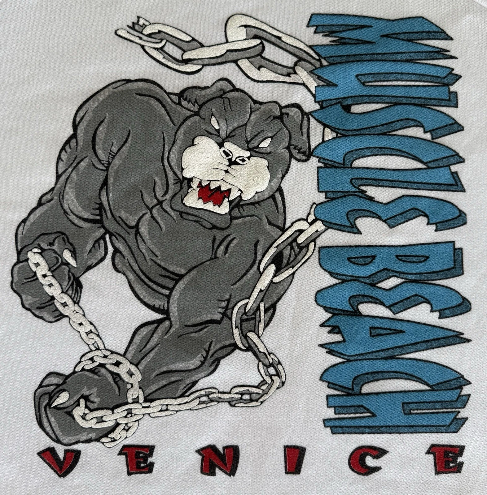 VINTAGE MUSCLE BEACH VENICE PULLOVER SWEATSHIRT CROPPED BODYBUILDING WORLD GOLDS