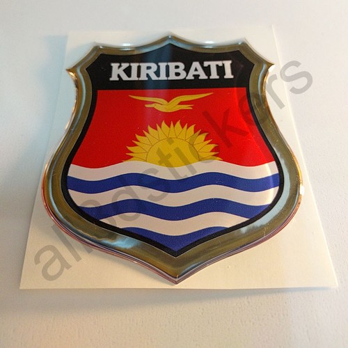 Pegatina emblema de Kiribati 3D con cúpula de resina gel bandera de Kiribati calcomanía de vinilo automóvil portátil - Imagen 2 de 3