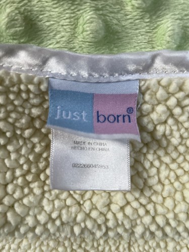 Just Born Minky Dot Green Yellow Blue Pink Squares Sherpa Patchwork Baby Blanket - Picture 5 of 7