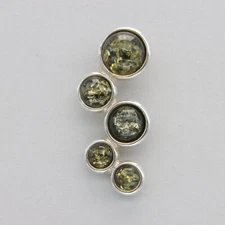 Green Natural BALTIC AMBER Pendant - 925 STERLING SILVER Poland Resin #1915e