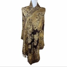 Brown  Patterned Indian Scarf/Shawl/Wrap In Good Condition. Women's Acce  