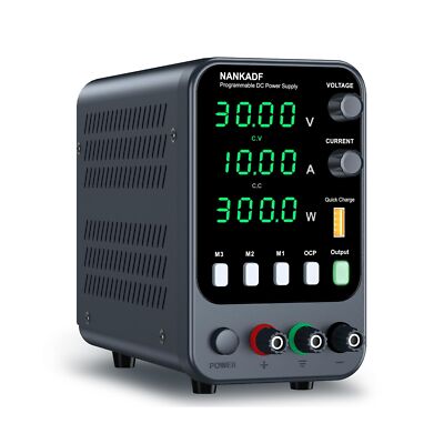 DC Power Supply, 30V 10A Bench Power Supply with Memory Storage & Recall，