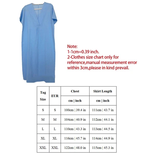 Ladies Cotton Linen V Neck Midi Dress Women Short Sleeve Loose Long Dress US - Bild 3 von 26