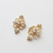 2p Flower Charm Connector,Floral Charm,Cubic Zirconia Flower Pendant,Petal Charm