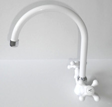 Spültischarmatur Küchenarmatur Wasserhahn Retro Nostalgie weiß weiss