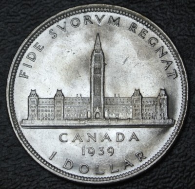 1939 CANADA $1 DOLLAR - .800 SILVER-George VI-WWII era - HIGH