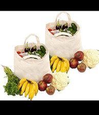100 NATURAL COTTON CANVAS MARKET X-LRG 6 POCKET HEAVY DUTY VEGETABLES TOTE BAG
