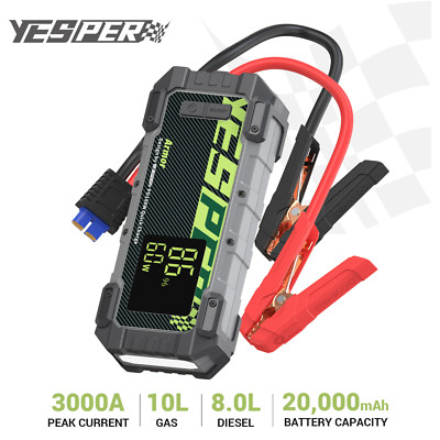 YESPER 3000A Car Jump Starter Power Bank Jump Pack 12V Portable Battery Charger