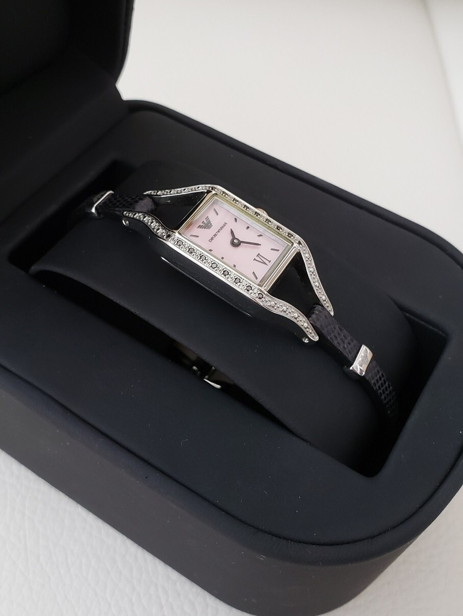 Vintage EMPORIO ARMANI AR3130 Black Diamonds Snake Leather Vintage EMPORIO ARMANI AR3130 Black Diamonds Snake Leather