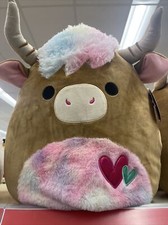 NWT Squishmallow CANDELA The Highland Cow 16" Valentines 2023 Rainbow