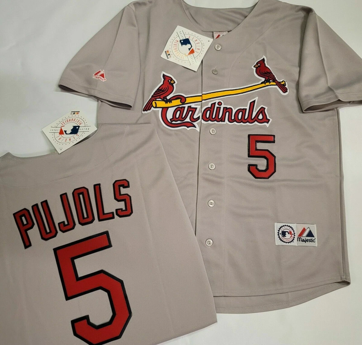 ALBERT PUJOLS ST. LOUIS CARDINALS GREY JERSEY NEW W TAGS MAJESTIC MEDIUM