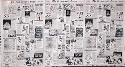 Grand Parents News Ad Fabric 24'' X44'' Panel Cotton Timeless Treasures C5347