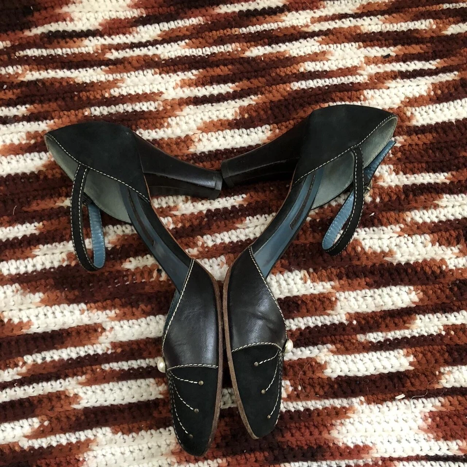 Zapatos de salón vintage Y2K Marc Jacobs gamuza cuero perla coqueta gótica Italia-8,5 M Foto 4 de 4