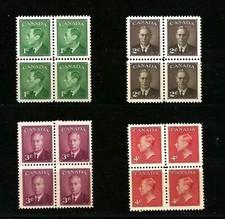 CANADA  1950  KING GEORGE V1- 4 BLOCKS OF FOUR 1c TO 4c- MNH SG 424 -427