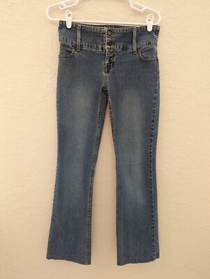 Mossimo Stretch Vintage Low Rise Large Belt Y2K Flared Denim Jeans