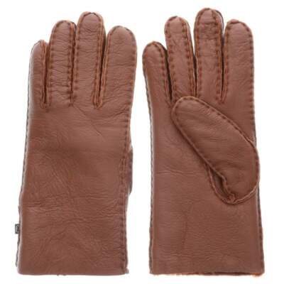 LAMO Women's Leather & Sheepskin Gloves Rust Brown M or L Choice NWT