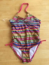 NWT Jantzen Zigzag Swimsuit Girls 4,5 UPF 50 