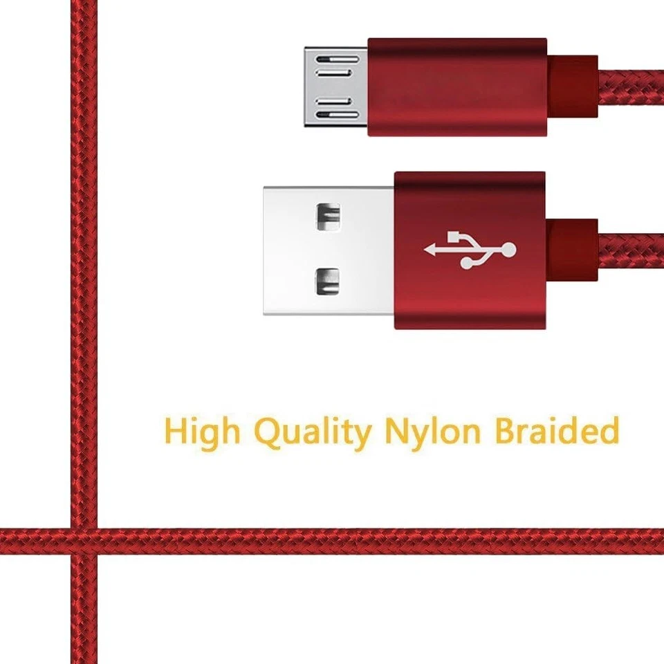 3 Pack Micro USB Fast Charger Data Sync Fabric Cable Cord For Samsung Android LG - Image 4 of 4