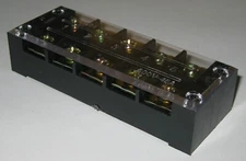 5 Position Heavy Duty Barrier Style Terminal Block w/ Clear Cover - 600V - 45A