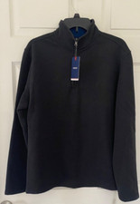 NEW 70 Izod 1/4 Zip Pullover Sweater Mens Medium Back Heather Fleece Inside