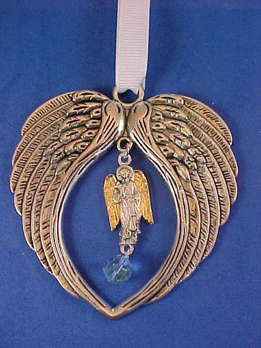Rare ARCHANGEL St GABRIEL Ornament Angel Wings Sun Catcher BLUE Saint Medal - Picture 5 of 5
