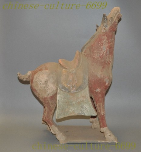 18.4" Old China Tang Sancai Porcelain FengShui Horse Jun Horses Animal Statue - Picture 9 of 11