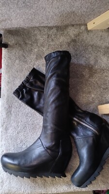 Camilla Skovgaard stretchy knee high leather wedge platform boots