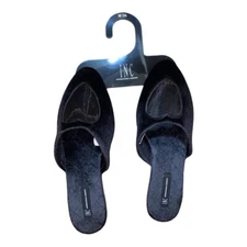INC International Concepts Black Mesh-Heart Slippers Women's Medium 7-8 NWT