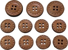 ATbutton Brand New Premium [Natural] Real Leather (Set of 11 Embossed Leather