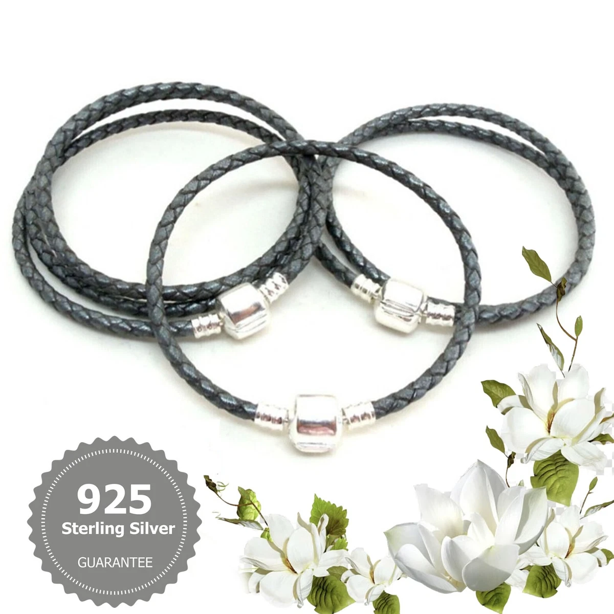 Triple Leather Wrap Bracelet with Clip