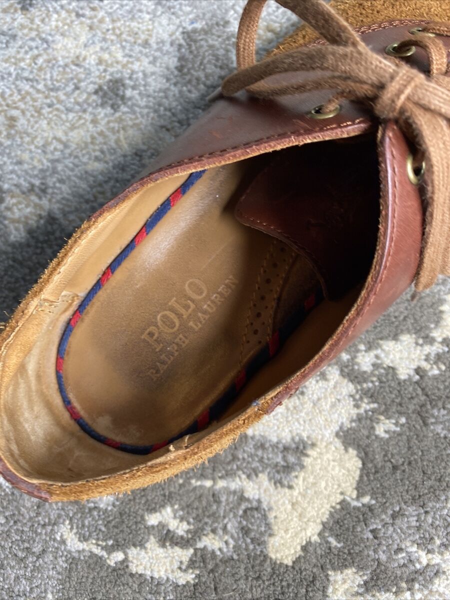 Polo Ralph Lauren Brown Leather Suede Oxford Saddle Dress Polo Ralph Lauren Brown Leather Suede Oxford Saddle Dress