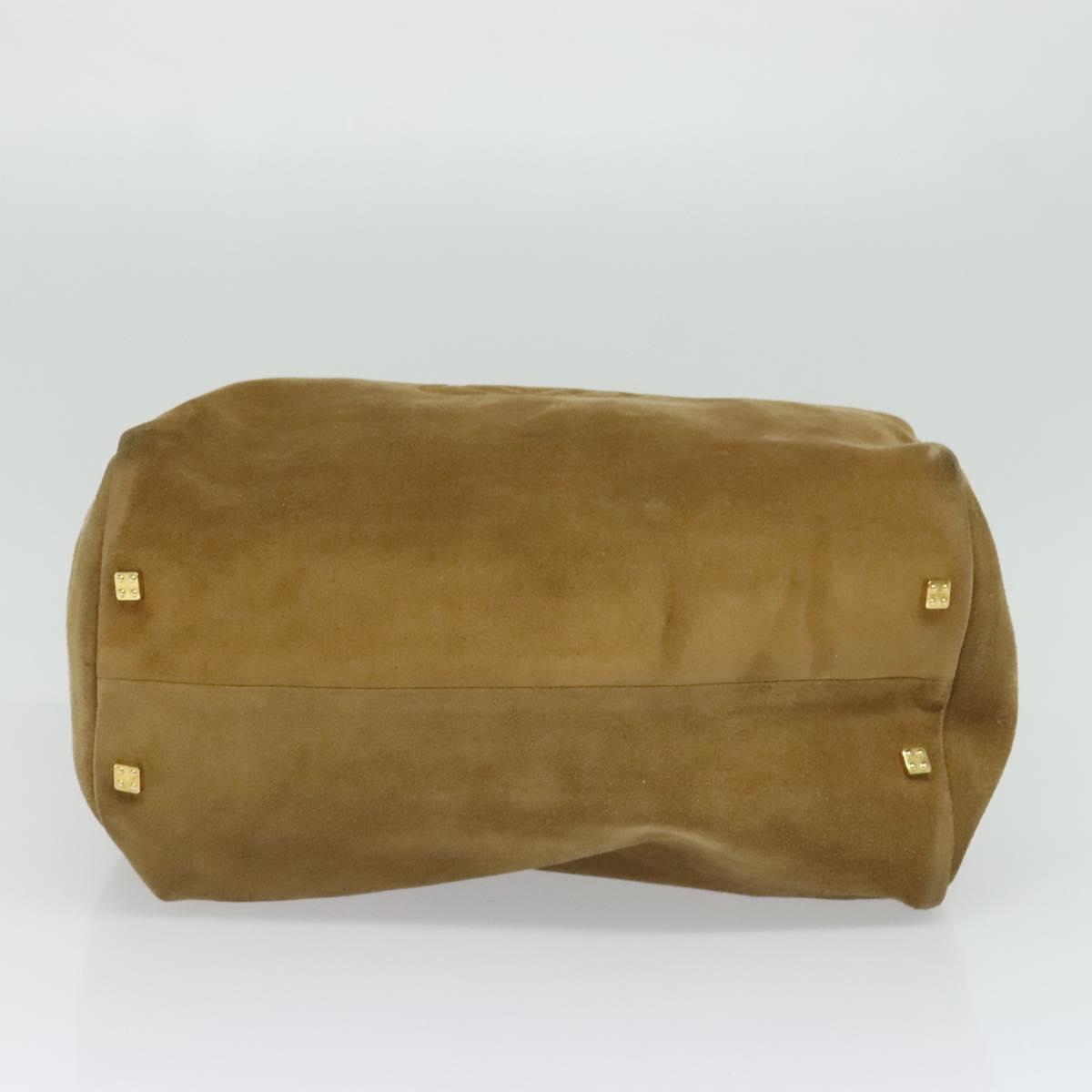 LOEWE Anagram Hand Bag Suede Brown Gold Auth 119317 | eBay