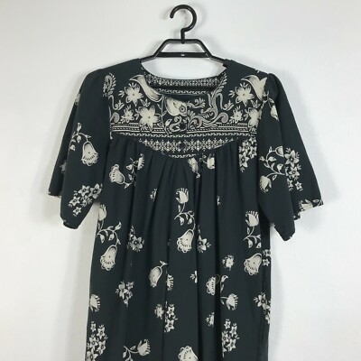Vintage 90s Hawaiian House Dress Size M Cotton Short Sleeve Womens Midi  *Fading | eBay