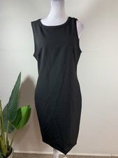 Alex Garfield Womens Solid Black Sleeveless Shift Dress, Size S