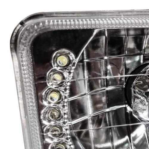 4PCS 4X6" Inch Headlights Square Lamp Chrome White LED Halo Sealed Beam Glass - Picture 9 of 9