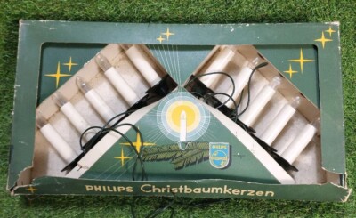 Seltene Vintage 50er 60er Jahre Weihnachten Philips Kerze Clip On Baum Lichter 