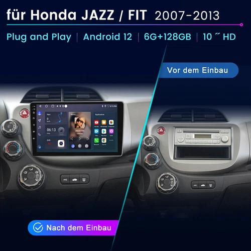 Für Honda Fit Jazz 2008-2013 64G Android 13 Autoradio CarPlay GPS Navi RDS BT - Bild 2 von 11
