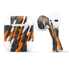 Skins Wraps compatible for Apple Airpods Puzzle Orange Grey trippy