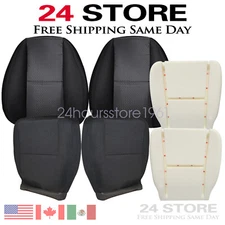 For 2007 2008 2009 2010 Chevy Silverado Front Cloth Black Seat Cover&Bottom Foam