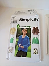 Simplicity 8426 Cardigan Tank Camisole 6 Made Easy Size P 12 14 16 Uncut