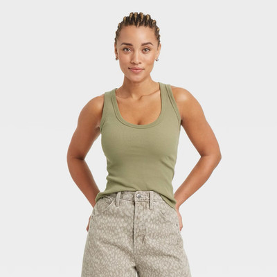 Women's Slim Fit Tank Top - Universal Thread - Olive Green - SMALL