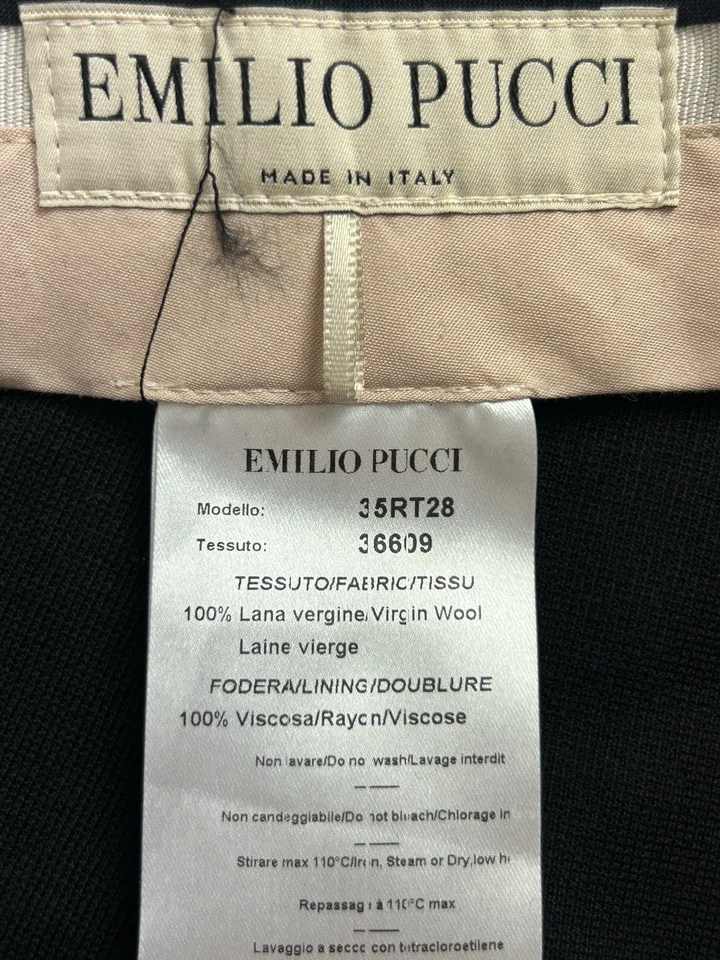 Pantalones de vestir Emilio Pucci para mujer 8 EE. UU. negros forrados en lana hechos en Italia elegantes Foto 3 de 4
