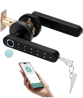 Smart Fingerprint Türschloss 4-in-1 elektronischer Griff schlüssellos Sicherheitsschloss