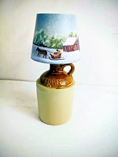 SM Lamp  USB Rechargable Shade   Hand Painted Primitive Folk Art  Winter    RJPE