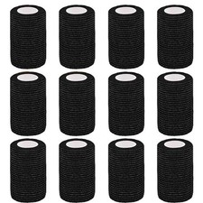 12 Pack Self Adhesive Bandage Wrap,3" X 5 Yards Black Elastic Cohesive Bandage