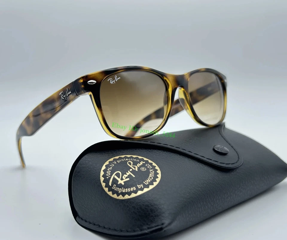 Óculos de sol Ray-BanRB2132 NewWayfarer 55mm armação Havana marrom claro lente gradiente - Imagem 3 de 4
