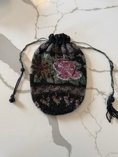 Antique Beaded Crochet Drawstring Purse