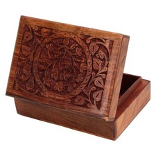 Hand-Carved Wooden Jewelry Keepsake , Tree of Life Trinket Chest, Handmade Wo...