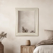 29x35 Pave Textured Beveled Framed Wall Mirror, Decorative Rectangular Wall M...